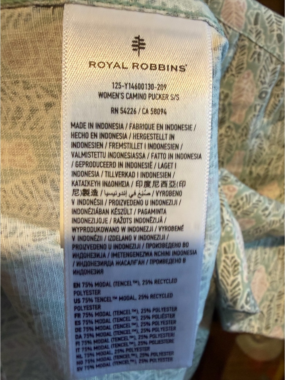 Royal Robbins Women’s Camino Pucker Short Sleeve Shirt Size Small NWT Sage Fish - Picture 5 of 10